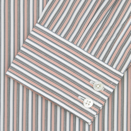 Tailored Fit Pink and Grey Drawing Stripe Shirt with Kent Collar and 2-Button Cuffs Image 1