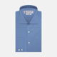 The Turnbull & Asser Tailored Fit Deep Blue Cotton Shirt features a classic Kent collar and 2-button cuffs, shown neatly folded with white buttons against a plain white background.