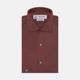 The Turnbull & Asser Tailored Fit Burgundy Cotton Shirt features a classic Kent collar and 2-button cuffs, displayed neatly folded with dark buttons against a plain white background.