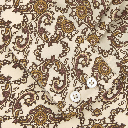 Tailored Fit Cream Jagger Print Silk Shirt with Kent Collar and 2-Button Cuffs Image 5