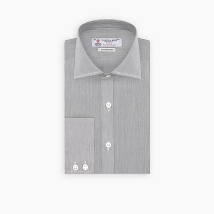 Tailored Fit Grey End-On-End Shirt with Kent Collar and 2-Button Cuffs Image 2