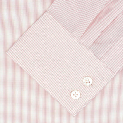 Tailored Fit Pink Fine Check Shirt with Kent Collar and 2-Button Cuffs Image 1