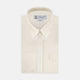 The Turnbull & Asser Weekend Fit Cream Herringbone Western Shirt features a Norfolk collar, button cuffs, and chest pockets, elegantly folded and displayed on a plain white background.