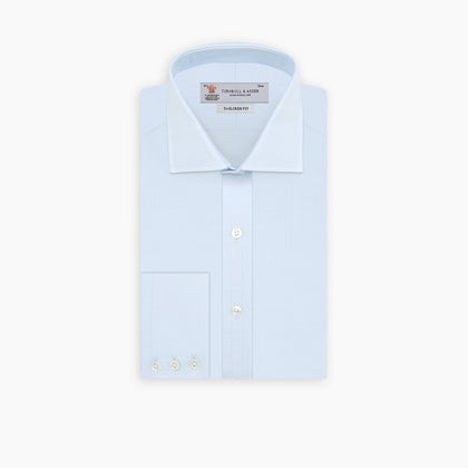 Tailored Fit Two-Fold 120 Light Blue Shirt with Kent Collar and 3-Button Cuffs Image 2