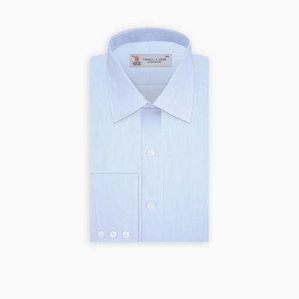 Blue Hairline Stripe Shirt with T&amp;A Collar and Double Cuffs Image 2