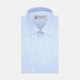 The Turnbull & Asser Blue Hairline Stripe Shirt features a T&A collar and 3-button cuffs, neatly folded with white buttons, shown on a plain white background—ideal as an office shirt.