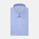 The Turnbull & Asser Two-Fold 200 Blue Cotton Shirt features a T&A collar, 3-button cuffs, and white buttons—a refined men's dress shirt displayed on a plain white background.