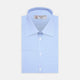 A Turnbull & Asser Sky Blue Micro-Check Shirt with T&A collar, double cuffs, and white buttons is neatly folded and displayed against a plain white background.