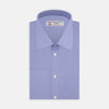 View 1 of product A neatly folded dark blue Sea Island quality cotton shirt by Turnbull & Asser, featuring a T&A collar, double cuffs, and white buttons, is displayed against a plain white background.