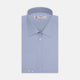 The Turnbull & Asser Blue West Indian Sea Island Cotton Shirt features a T&A collar, 3-button cuffs, white buttons, a front chest pocket, and a monogrammed label inside the collar.
