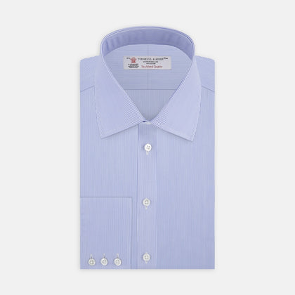 Blue Fine Bengal Stripe Sea Island Quality Cotton Fabric Image 1