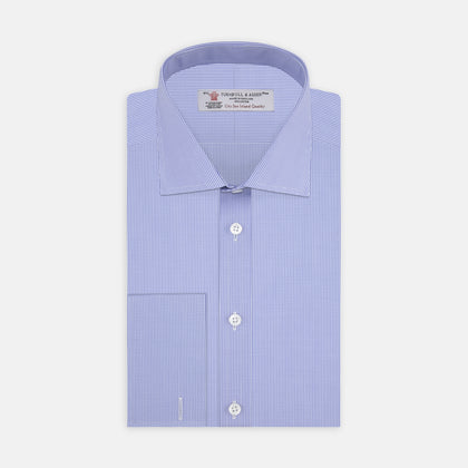 Blue Fine Check Sea Island Quality Cotton Shirt with Regent Collar and Double Cuffs