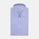 The Turnbull & Asser Blue Fine Check Sea Island Quality Cotton Shirt features a Regent collar, double cuffs, a subtle checkered pattern, and white buttons, displayed neatly folded on a white background.