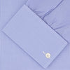 View 2 of product The Turnbull & Asser Blue Fine Check Sea Island Quality Cotton Shirt features a Regent collar, double cuffs, a subtle checkered pattern, and white buttons, displayed neatly folded on a white background.