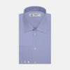 View 1 of product The Blue Herringbone Sea Island Quality Cotton Shirt by Turnbull & Asser features a T&A collar, 3-button cuffs, and is crafted from luxurious cotton. The shirt is displayed neatly folded on a plain white background.