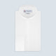 The Weekend Fit Cream Linen Shirt by Turnbull & Asser features a stand collar, button front, and 1-button cuff. Displayed neatly folded, the cream linen shirt highlights its refined craftsmanship against a light grey background.