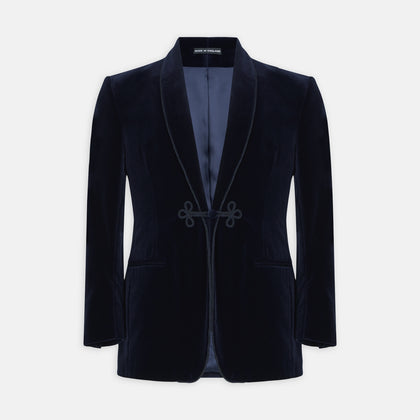MSMJ004-ZCS002 SMOKING JACKET, FERGUS, VELVET, NAV