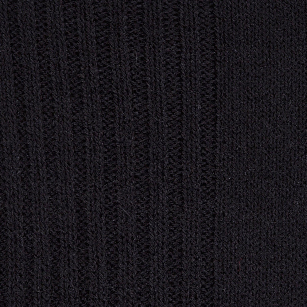 A single Turnbull & Asser Black Mid-Length Merino Wool Sock for men is shown upright on a plain white background, highlighting its full length and shape.