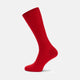 A single Red Mid-Length Merino Wool Sock from Turnbull & Asser, featuring a ribbed design, is displayed upright on a plain light gray background.