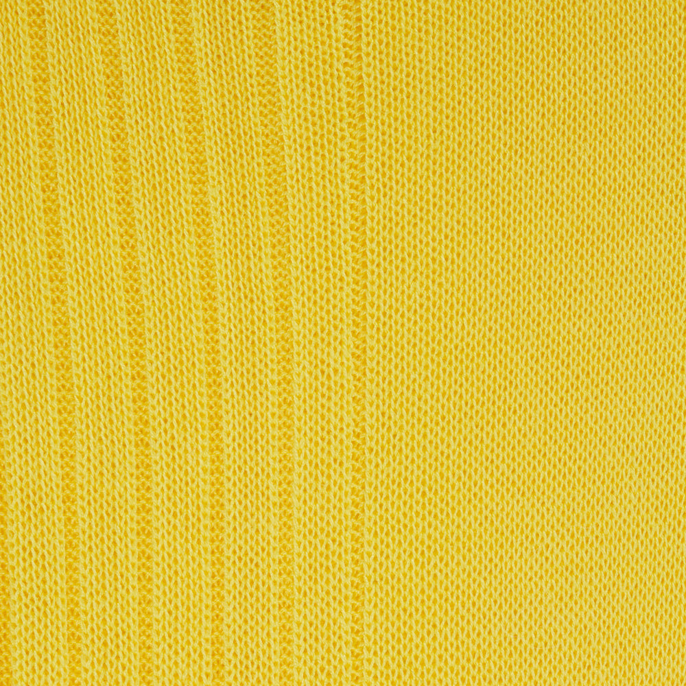 A single Yellow Short Cotton Sock by Turnbull & Asser, crafted from soft Egyptian cotton with ribbed texture and solid yellow cuff, heel, and toe, stands upright on a plain white background—a staple for any luxury sock collection.