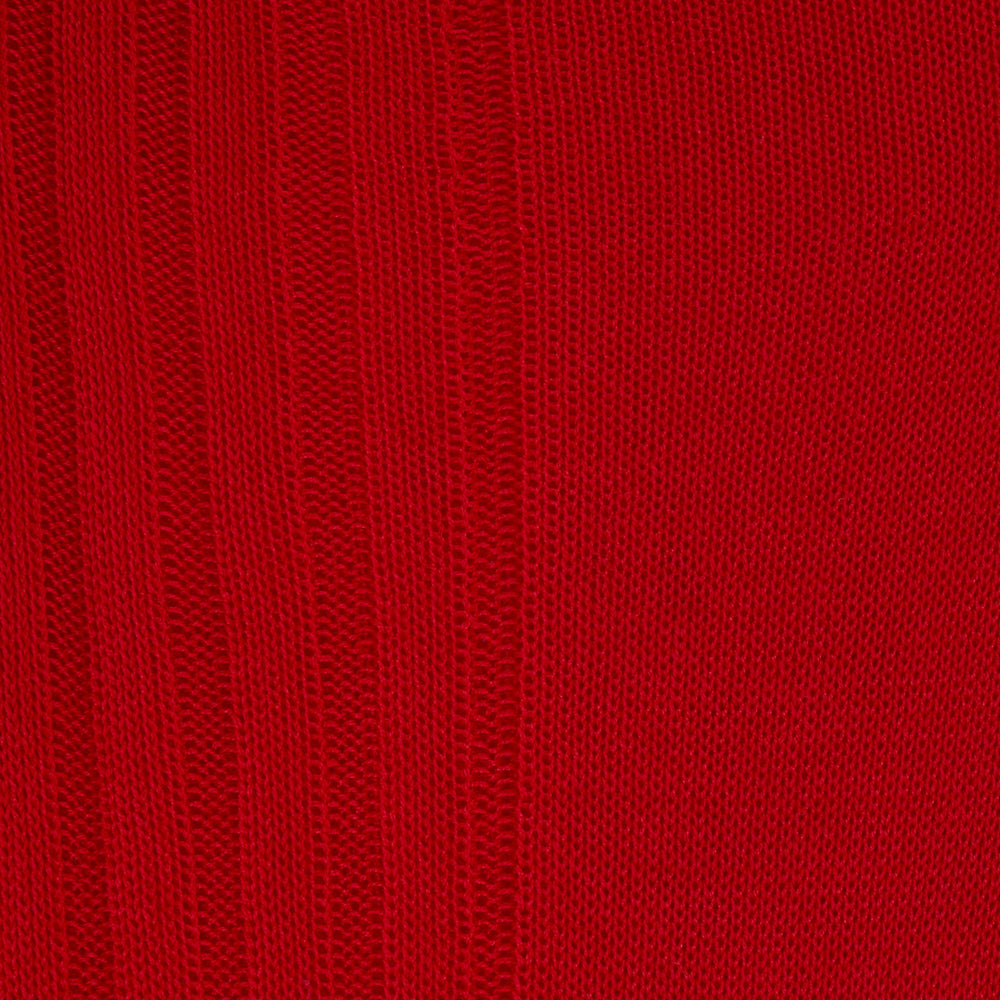 A single Scarlet Short Cotton Sock by Turnbull & Asser, in bright red, stands upright on a light gray background, displaying its side view and ribbed texture.