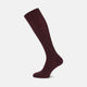 A single Turnbull & Asser Maroon Long Merino Wool Sock, knee-high and ribbed, is displayed upright against a plain white background.