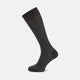 A single Turnbull & Asser Dark Grey Long Cotton Sock is shown in side view against a white background, with the toe pointing right and the cuff at the top.