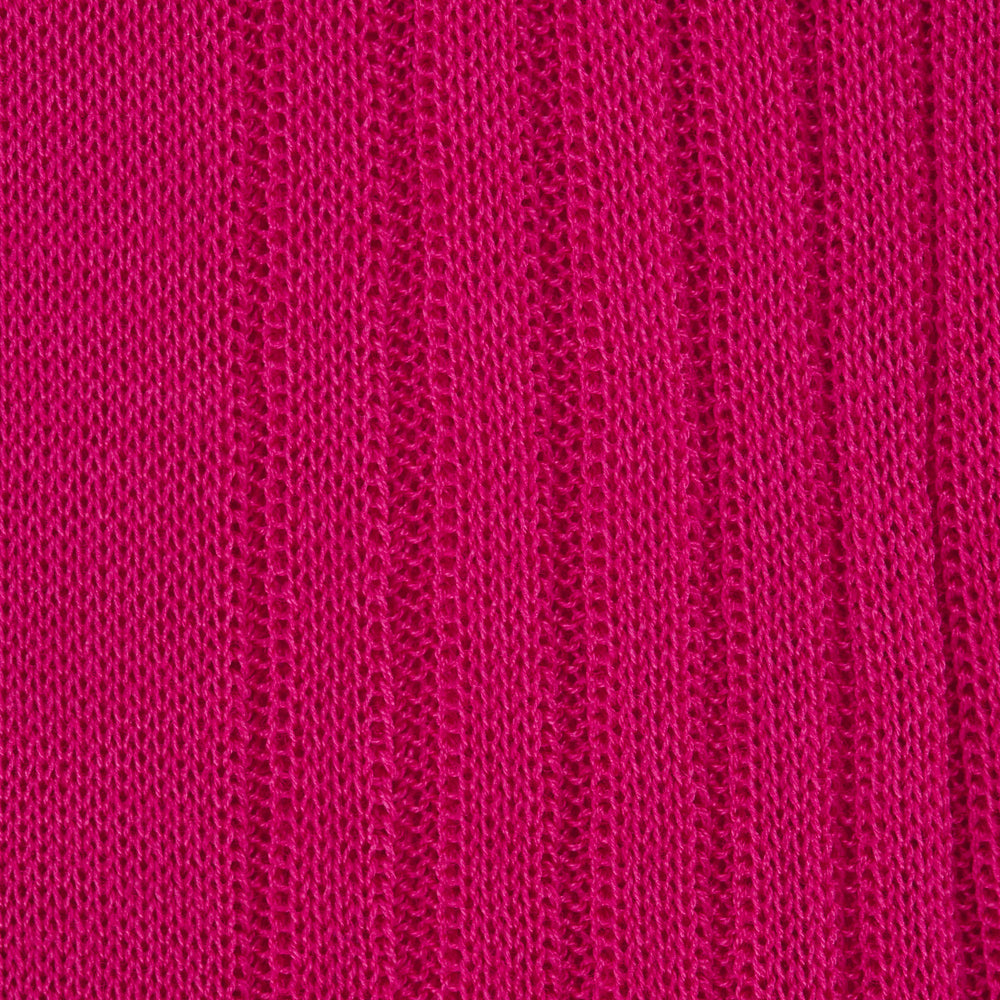 A single Hot Pink Long Cotton Sock by Turnbull & Asser, crafted from premium Egyptian cotton with a ribbed texture. Displayed on a light gray background, it's angled to show the side and slightly elevated toe.
