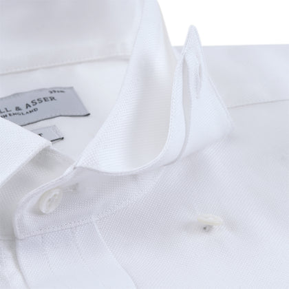 Tailored Fit Blue and White Stripe Linen Shirt with Concealed Button-Down Collar and Button Cuffs Image 3
