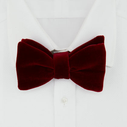 Burgundy Velvet Bow Tie Image 1