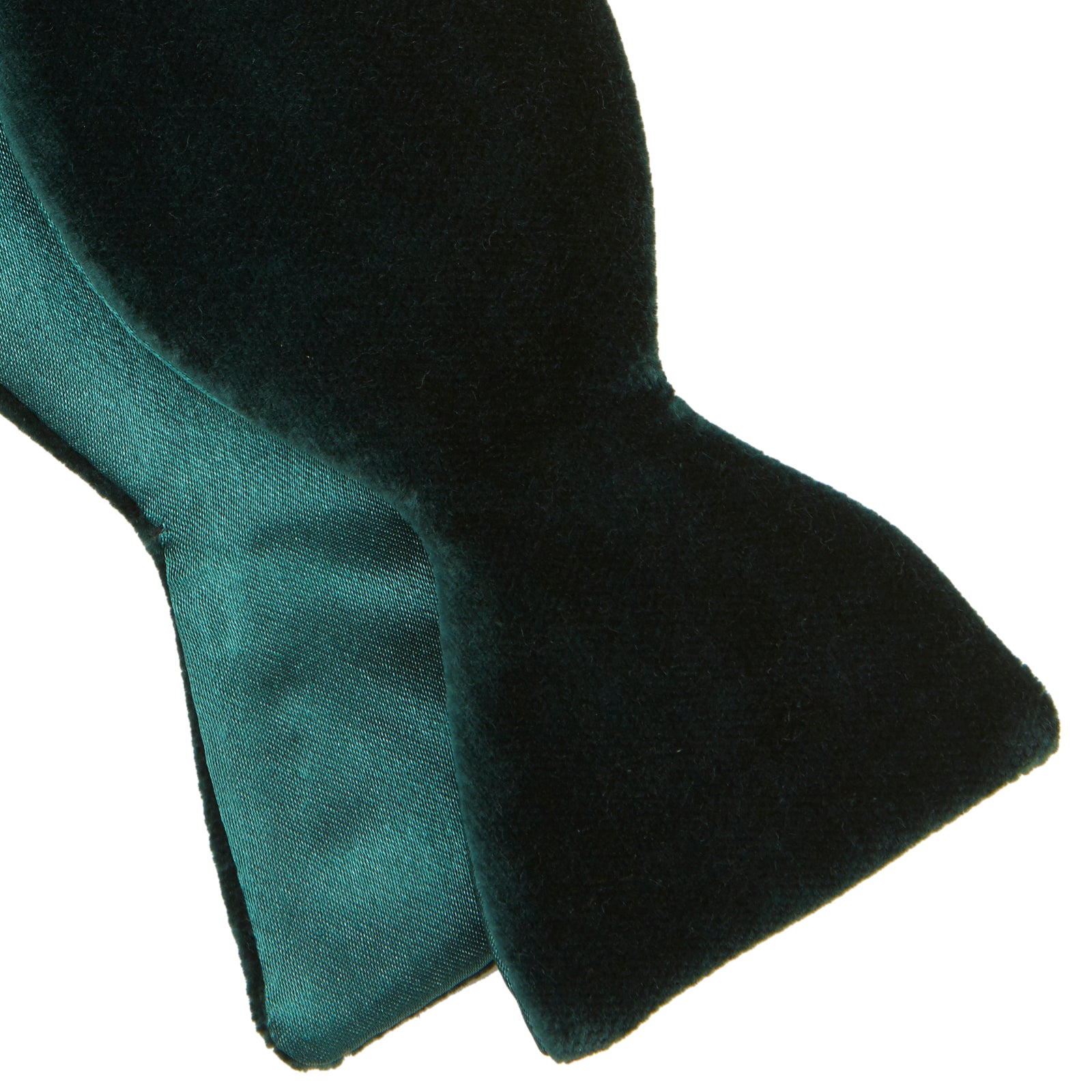 View 5 of product The Turnbull & Asser Green Velvet Bow Tie features a rich dark green hue and plush, smooth texture, ideal for formal events. Shown here against a plain white background.
