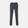 View 3 of product The Turnbull & Asser Charcoal Flannel Trousers feature a tailored fit, button and zipper closure, front pockets, and belt loops, crafted from fine Italian wool flannel and displayed flat on a white background.