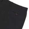 View 2 of product Turnbull & Asser Navy Cotton Trousers showcase a classic straight-leg cut in premium Italian cotton twill, with a front zipper and button closure, displayed against a plain white background.