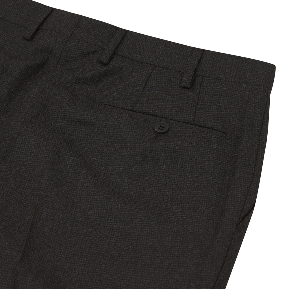Turnbull & Asser Brown Flannel Formal Chinos with belt loops, front pockets, and button closure, shown against a plain white background.
