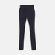 Turnbull & Asser Navy Cotton Seersucker Trousers, featuring a straight-leg fit, belt loops, and concealed front closure, crafted from lightweight Italian seersucker fabric, displayed on a plain white background.
