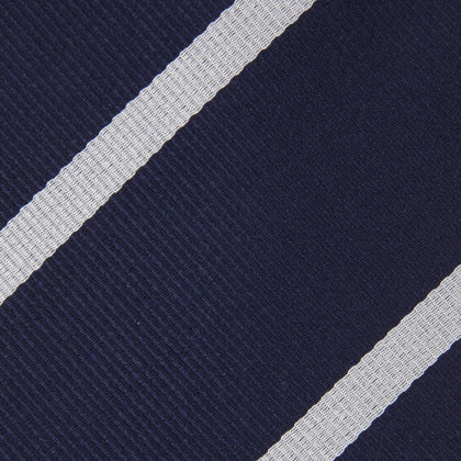 Seven-Fold Navy and White Blazer Stripe Repp Silk Tie Image 2