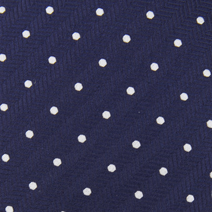 Slim Navy & White Spot Herringbone Silk Tie Image 2
