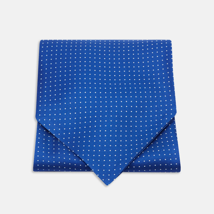 Royal Blue and White Small Spot Silk Ascot Tie