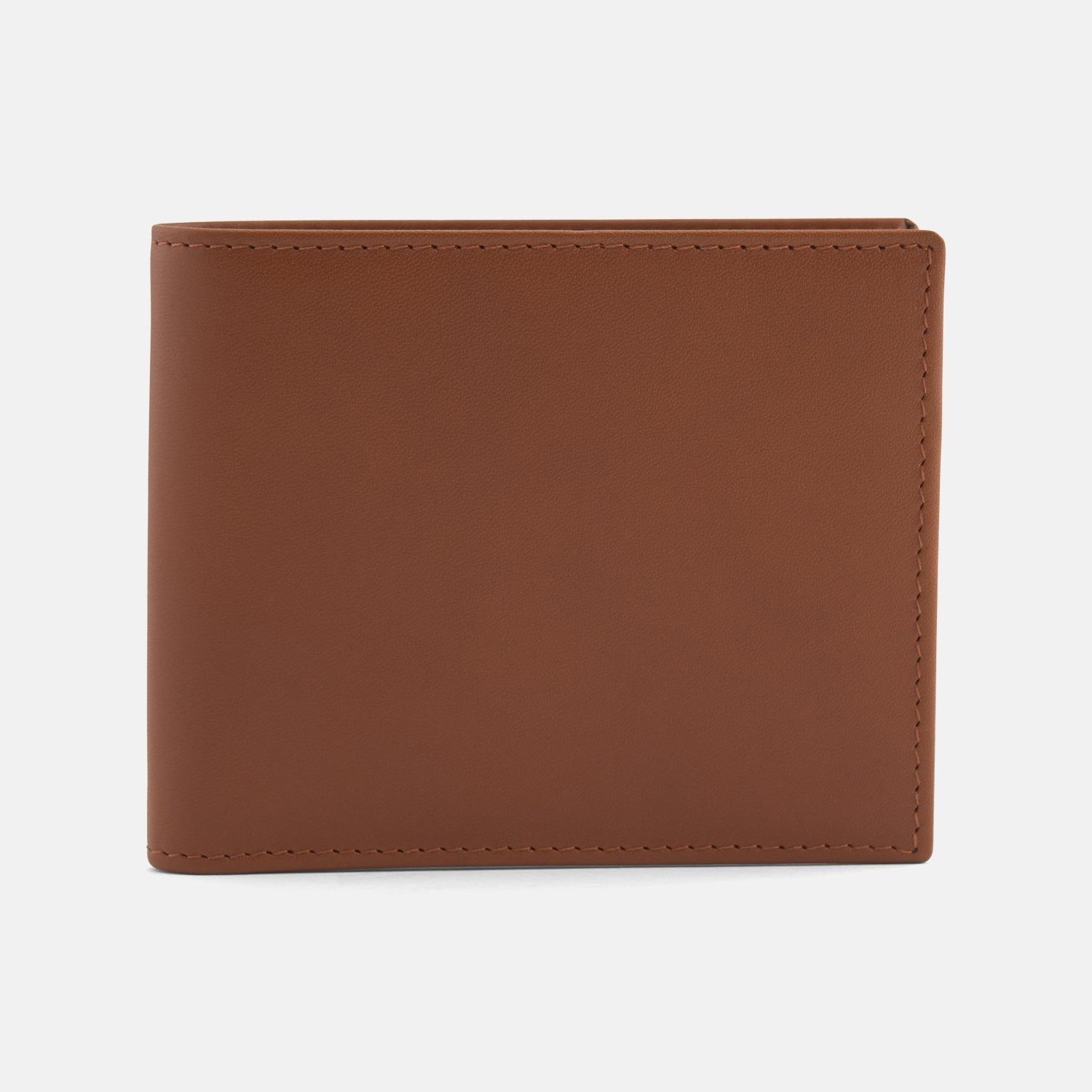 View 1 of product A closed Light Tan Leather Billfold by Turnbull & Asser stands upright against a plain white background, showcasing visible edge stitching and a smooth, minimalist design.