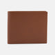 A closed Light Tan Leather Billfold by Turnbull & Asser stands upright against a plain white background, showcasing visible edge stitching and a smooth, minimalist design.