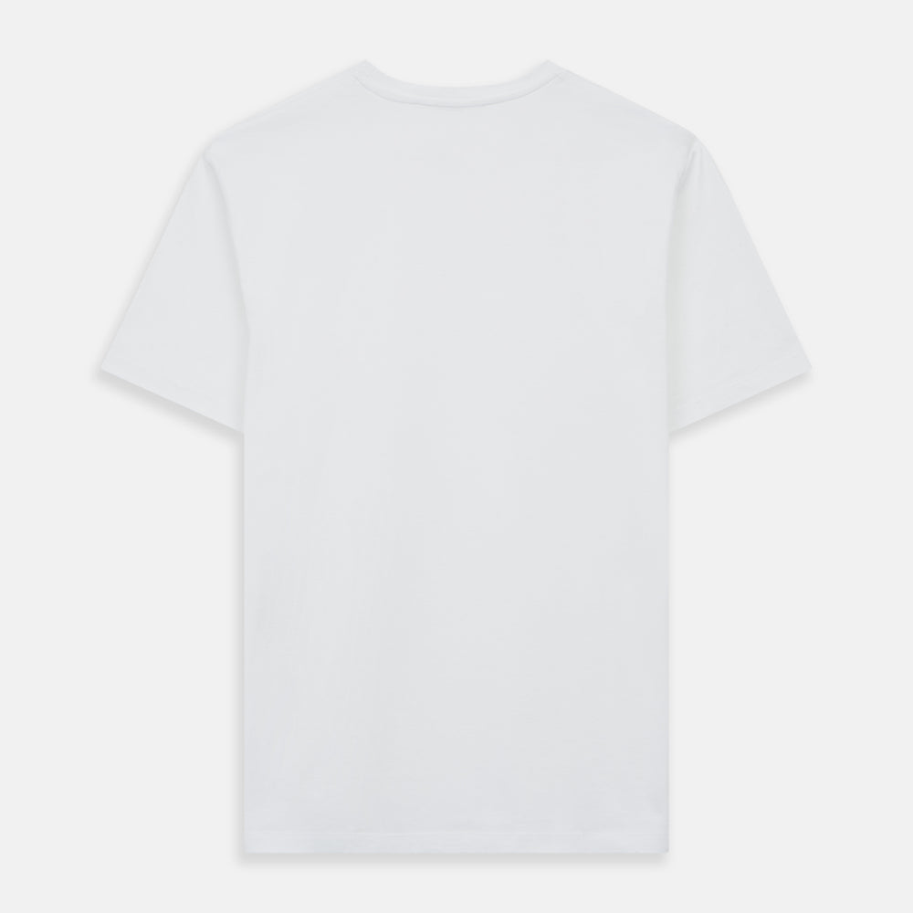 The Turnbull & Asser White Davey Cotton T-Shirt is shown on a white background. Crafted from fine-gauge jersey, it features short sleeves, a classic crew neck, and a clean front with no visible logos or designs.
