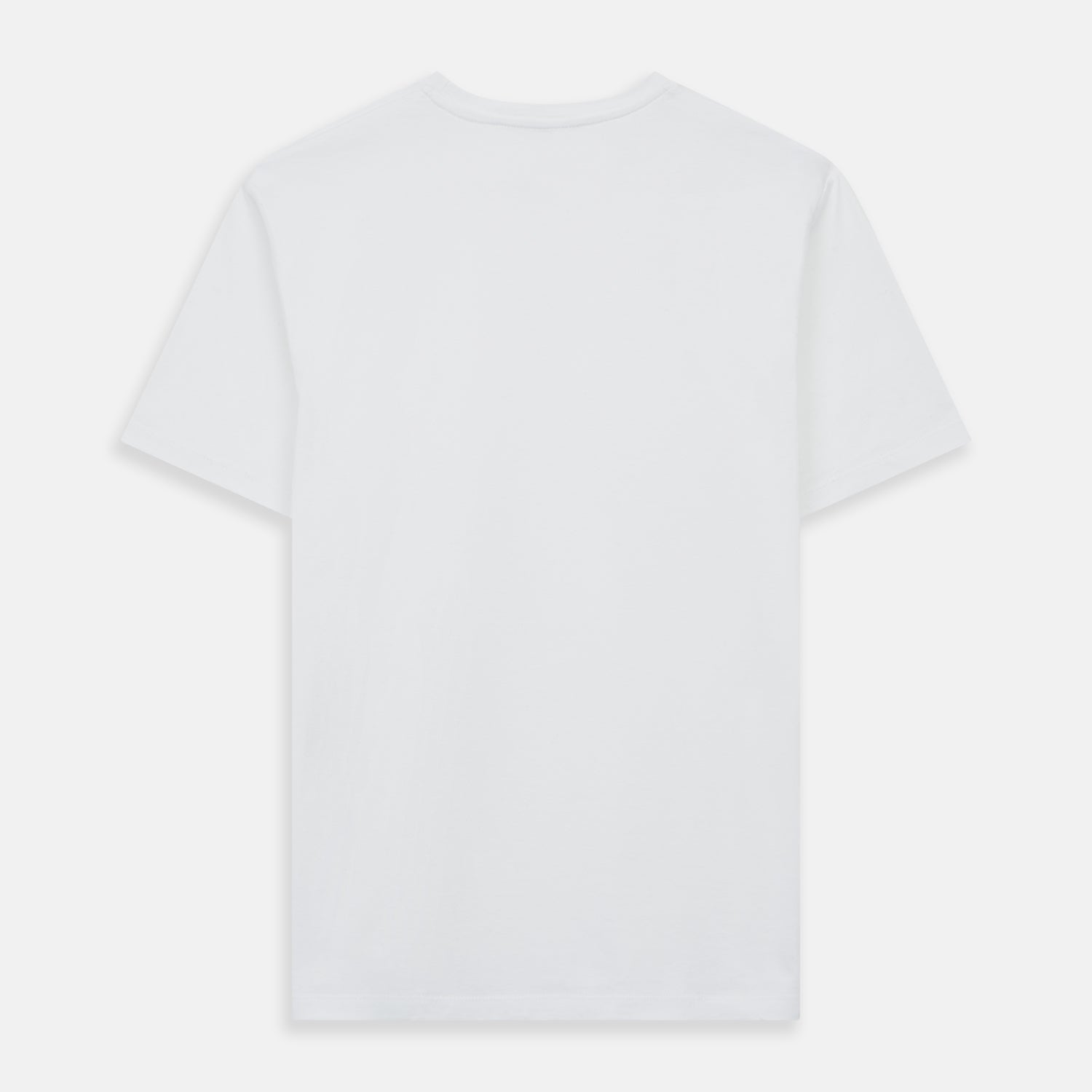 View 6 of product The Turnbull & Asser White Davey Cotton T-Shirt is shown on a white background. Crafted from fine-gauge jersey, it features short sleeves, a classic crew neck, and a clean front with no visible logos or designs.