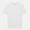 View 1 of product The Turnbull & Asser White Davey Cotton T-Shirt is shown on a white background. Crafted from fine-gauge jersey, it features short sleeves, a classic crew neck, and a clean front with no visible logos or designs.