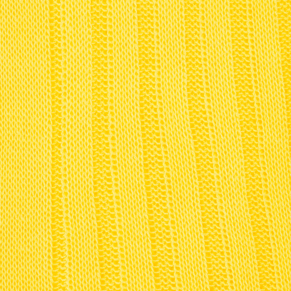 A single Bright Yellow Long Cotton Sock by Turnbull & Asser is shown on a light gray background, featuring a ribbed leg and smooth foot, crafted from luxurious Fil d'Ecosse cotton.