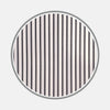 View 2 of product A circular swatch of Turnbull & Asser Black Half Bengal Stripe Cotton Fabric, featuring fine vertical black stripes and a gray border on white background—ideal for made to measure shirts.